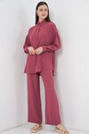 Kadın Gömlek Pantolon İkili Takım 30063 - Gül Kurusu