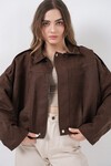 Kadın Kahverengi Oversize Süet Ceket 1055
