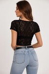 Kadın Kısa Dantel Bluz 987 - Siyah
