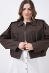 Kadın Kot Bomber Ceket 0737 - Kahverengi