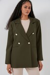 Kadın Kruvaze Yaka Blazer Ceket 0722 - Haki