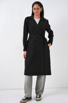 Kadın Kruvaze Yaka Trençkot 5978 - Siyah
