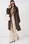 Kadın Kruvaze Yaka Trençkot 5987 - Kahverengi