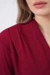 Kadın Omuz Vatkalı Kruvaze Yaka Bluz 942 - Bordo