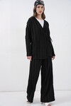Kadın Örme Kimono Pantolon İkili Takım 30067 - Siyah