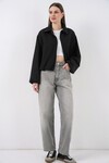 Kadın Oversize Fermuarlı Ceket 0735 - Siyah