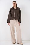 Kadın Oversize Kısa Ceket 0732 - Kahverengi