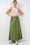 Kadın Uzun Kırışık Etek 8042 - A.Haki