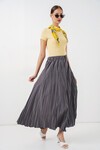 Kadın Uzun Kırışık Etek 8042 - Antrasit