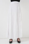 Kadın Uzun Kırışık Etek 8042 - Beyaz