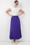 Kadın Uzun Kırışık Etek 8042 - Mor