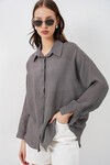 Kadın Uzun Oversize Gömlek 20320 - Antrasit
