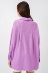 Kadın Uzun Oversize Gömlek 20334 - Lila