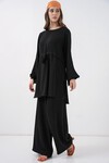 Kadın Uzun Tunik Pantolon İkili Takım 6719 - Siyah