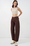 Kadın Yüksek Bel Kot Pantolon 30081 - Kahverengi