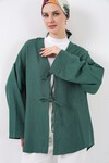 Keten Tesettür Kimono 5968 - Zümrüt Yeşili