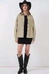 Merterium 20192 Oversize Gabardin Gömlek Ceket - Haki