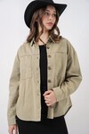 Merterium 20192 Oversize Gabardin Gömlek Ceket - Haki