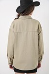 Merterium 20192 Oversize Gabardin Gömlek Ceket - Haki