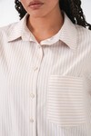 Merterium 20205 Çizgili Oversize Gömlek - Krem