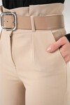 Merterium 6556 Kemerli Kumaş Pantolon - Krem