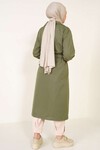T5853 Kruvaze Yaka Tesettür Trençkot - Haki