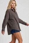 3900 Oversize Çizgili Gömlek - Y.Kahve