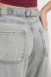 6689 Kadın Yüksek Bel Baggy Kot Pantolon - Gri