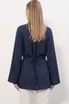 Kadın Çizgili Bağcıklı Oversize Tunik 50009 - Lacivert