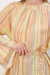 Kadın Çizgili Bağcıklı Oversize Tunik 50009 - Sarı