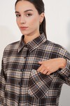 Kadın Ekose Desen Oversize Oduncu Gömlek 3854 C. Kahverengi
