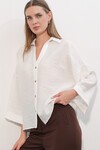 Kadın Geniş Kol Oversize Gömlek 20401 - Beyaz