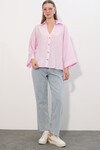 Kadın Geniş Kol Oversize Gömlek 20401 - Pembe