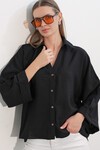 Kadın Geniş Kol Oversize Gömlek 20401 - Siyah