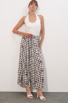 Kadın Kare Desenli Uzun Etek 8065 - Siyah
