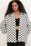 Kadın Örme Puantiyeli Kimono 5996 - Beyaz