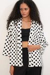 Kadın Örme Puantiyeli Kimono 5996 - Beyaz