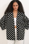Kadın Örme Puantiyeli Kimono 5996 - Siyah