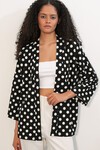 Kadın Örme Puantiyeli Kimono 5996 - Siyah