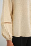 Kadın Oversize Desenli Gömlek 20379 - Krem