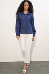 Kadın Oversize Desenli Gömlek 20379 - Lacivert