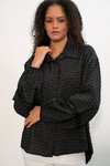 Kadın Oversize Desenli Gömlek 20379 - Siyah