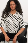 Kadın Oversize Puantiyeli Bluz 40020 - Beyaz