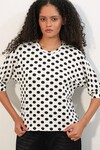 Kadın Oversize Puantiyeli Bluz 40020 - Beyaz