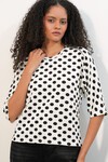 Kadın Oversize Puantiyeli Bluz 40020 - Beyaz