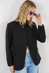 Kadın Tek Düğmeli Oversize Blazer Ceket 0749 - Siyah