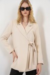 Kadın Yandan Bağlamalı Blazer Ceket 0750 - Bej
