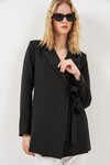 Kadın Yandan Bağlamalı Blazer Ceket 0750 - Siyah