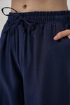 Kadın Yüksek Bel Geniş Paça Pantolon 30097 - Lacivert