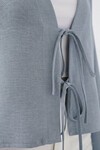 Önü Bağlamalı Keten Kimono 960 - Açık Mavi